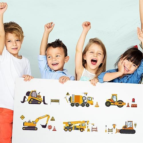 BBPOOL 24 Sheets Construction Truck Stickers for Kids