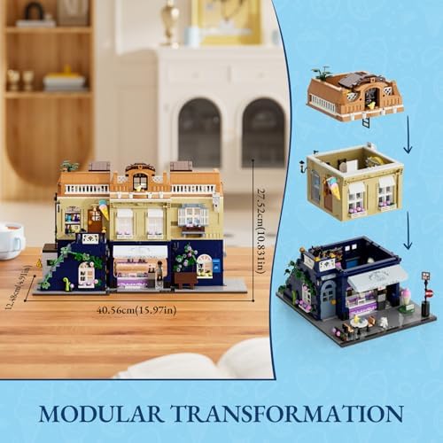FUNWHOLE Gelato Store Modular Building Set with LED Lights 1948 Pcs