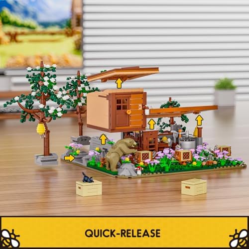 FUNWHOLE Bee Farm Lighting Building Bricks Set 1274 Pcs