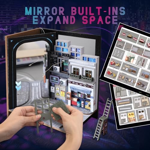 Cyberpunk DIY Book Nook Kit with LED Lights