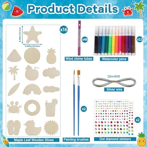 Summer Wind Chime Craft Kit for Kids 16 Pieces