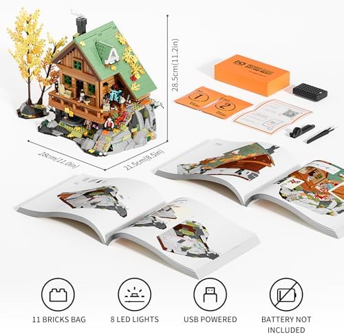 FUNWHOLE Mountain Cabin Building Set for Adults and Teens