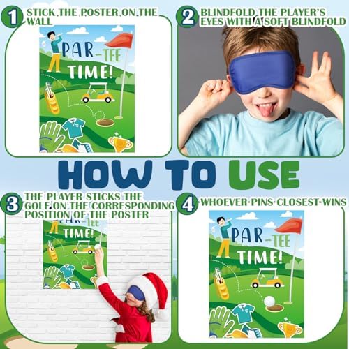Cholemy 38 Pcs Golf Party Game Stickers Blindfold Set
