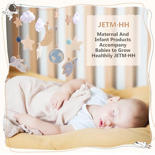JETMHH Space Theme Wooden Crib Mobile