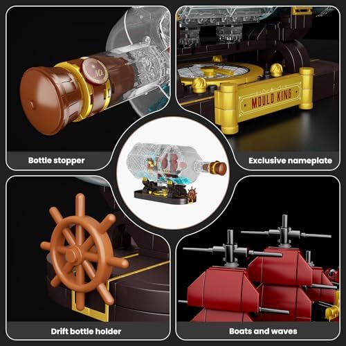 Mould King Pirate Ship in a Bottle Building Set