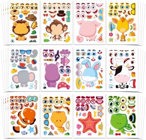 Aowplc 48 Pcs Make A Face Sticker Sheets for Kids