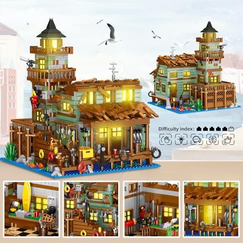 Fishing Village Store House Building Set with LED Light