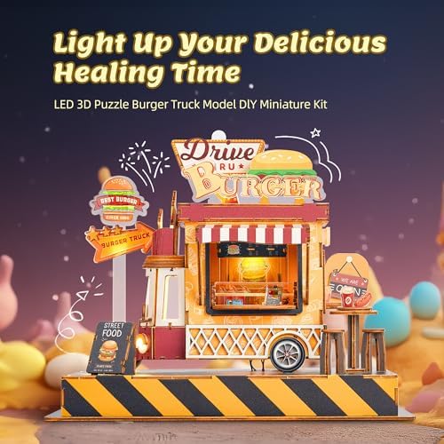 3D Burger Truck Puzzle Kit - LED Light DIY Model