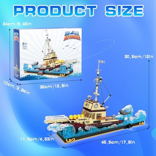 UROINT Shark Ship Building Block Set for Kids Over 6 Years Old