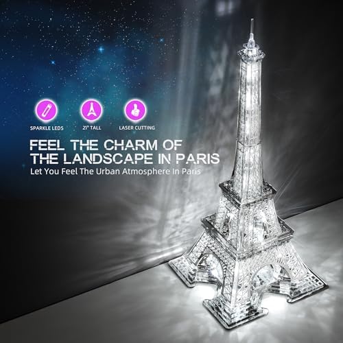 GalaSpark 21 Inch 3D Puzzle LED Eiffel Tower Model Kit