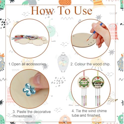 Fennoral 9 Pack Ball Wind Chime DIY Kit for Kids