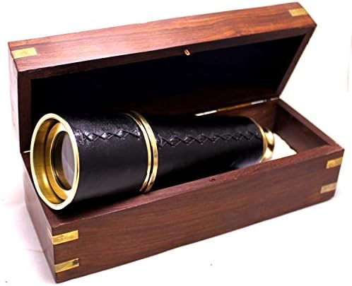 NauticalMart Admirals Brass Leather Telescope 18 Gift