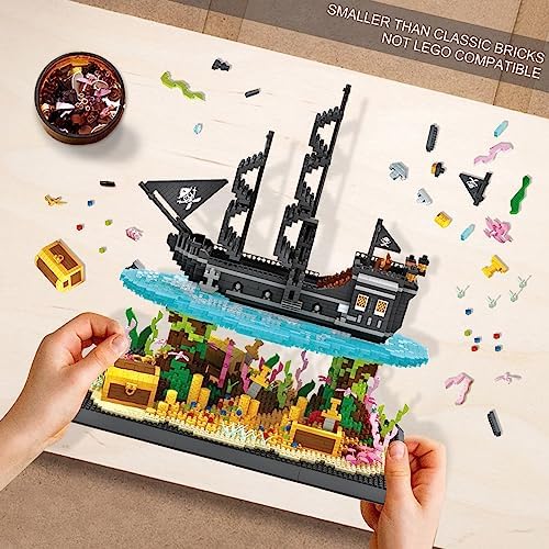 Flycites Pirate Ship Building Blocks Kit 4059PCS Classic Mini Micro Blocks Set