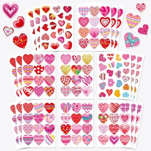 OTAITY 336 PCS Valentine Heart Stickers for Kids and Parties
