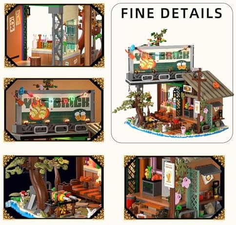 Wooden Pier Bar Mini Building Blocks with LED Light - 1108PCS