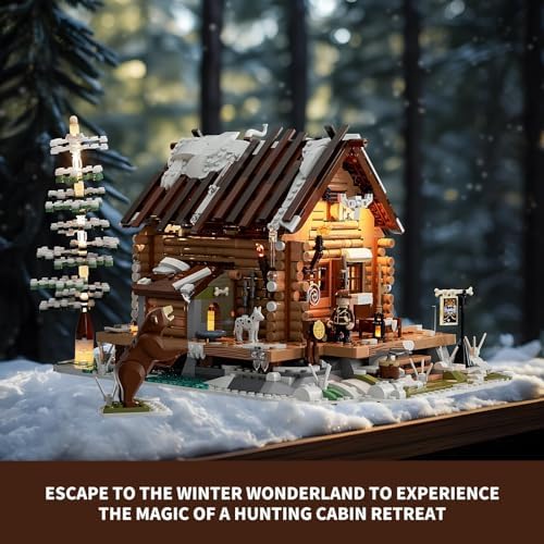 FUNWHOLE Hunting Cabin LED Light Building Set 2036 Pcs
