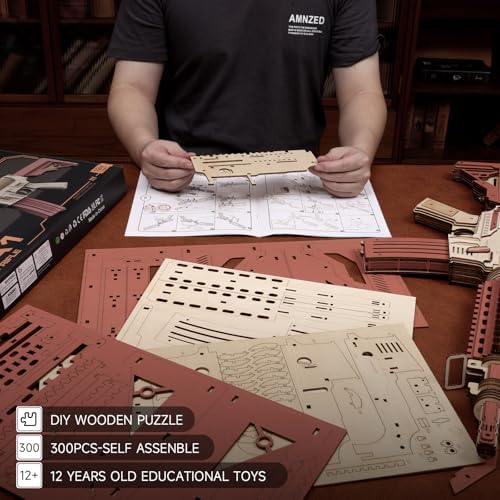 3D Wooden Puzzle Gun - DIY Assembly Toy for Adults