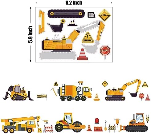 BBPOOL 24 Sheets Construction Truck Stickers for Kids