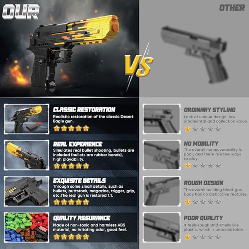Golden Desert Eagle Building Blocks Gun Set 700 PCS