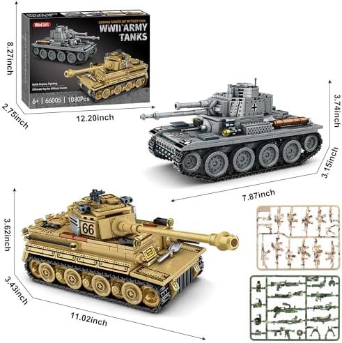 WW2 Army Tanks Toy Building Set 1030 Pieces