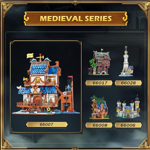 Medieval Fishing Store Lighted Building Blocks Set for Adults