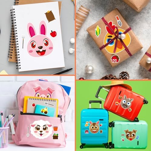 36 Sheets Farm Animal Make a Face Stickers for Kids