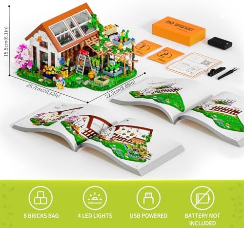 FUNWHOLE Botanical Garden Greenhouse Building Set 1428 Pcs