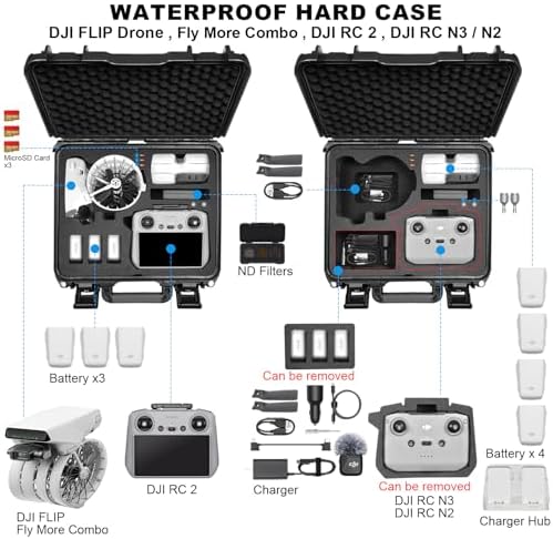 Lekufee Waterproof Hard Case for DJI Flip Drone and Accessories