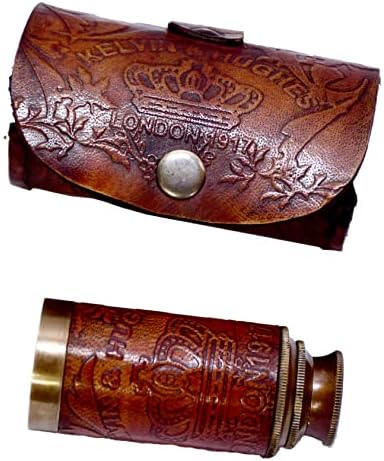 Antique Brass Telescope with Leather Case