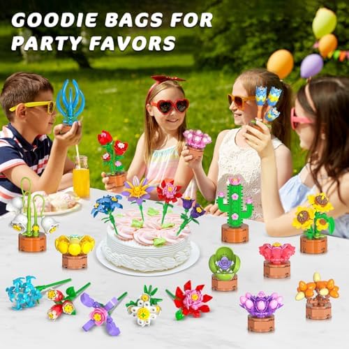 CUBIMANA 24 Pack Flower Building Blocks Toy Set for Kids Ages 6