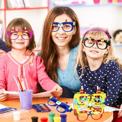 Hxezoc 12 Pcs DIY Building Blocks Glasses Set