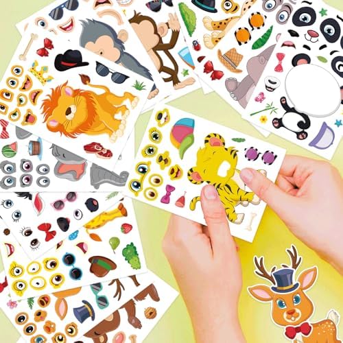 48 Sheets DIY Safari Animal Stickers for Kids Ages 3