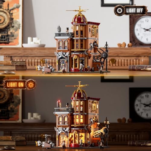 FUNWHOLE Steampunk Flying Club Light Building Set - 1871 Pieces