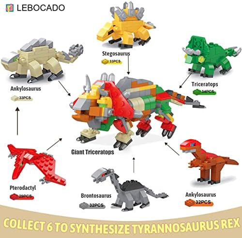 LEBOCADO 12 Pack Dinosaur Building Blocks Set