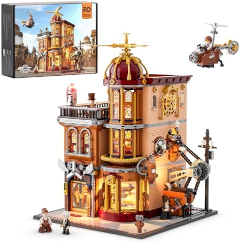 FUNWHOLE Steampunk Flying Club Light Building Set - 1871 Pieces