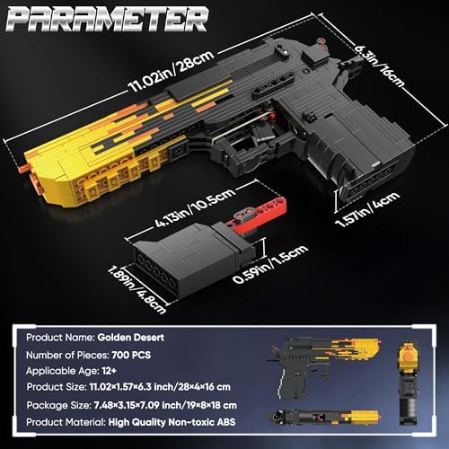 Golden Desert Eagle Building Blocks Gun Set 700 PCS