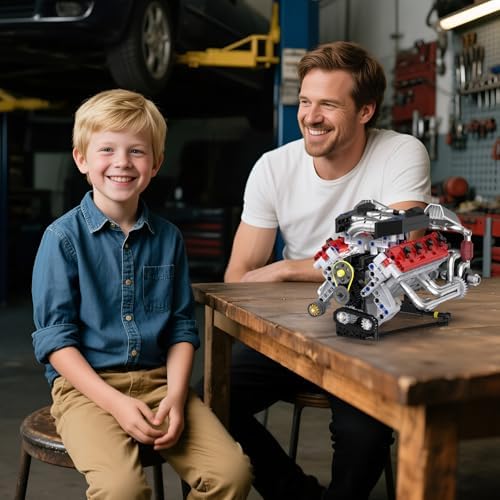 V8 Engine Building Blocks Kit with LED Light and APP Control