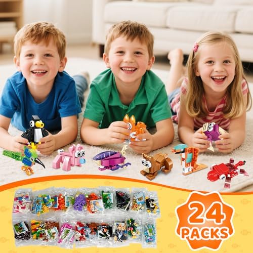 24 Piece Mini Animal Building Block Set for Kids