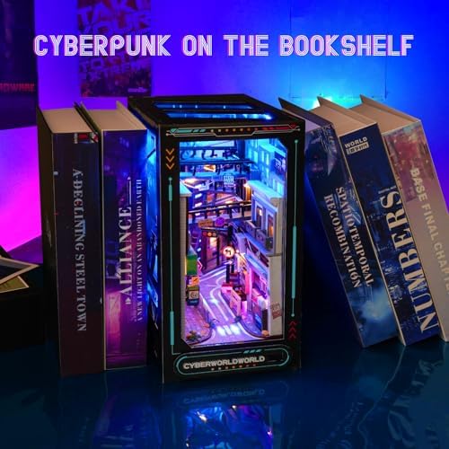 Cyberpunk DIY Book Nook Kit with LED Lights