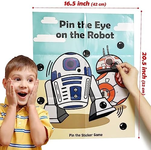 Pin The Sticker Game Robot Party Decor
