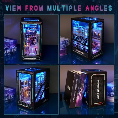 Cyberpunk DIY Book Nook Kit with LED Lights