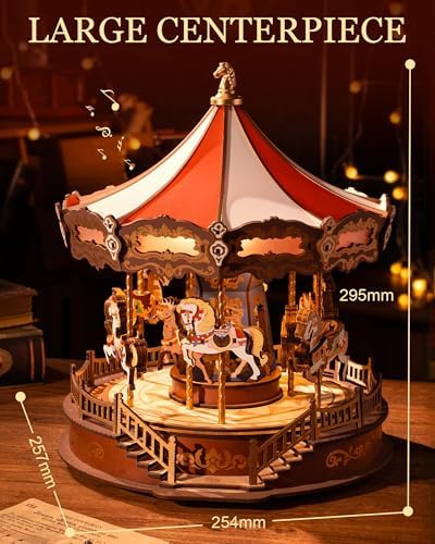 Rolife 3D Wooden Carousel Music Box Puzzle