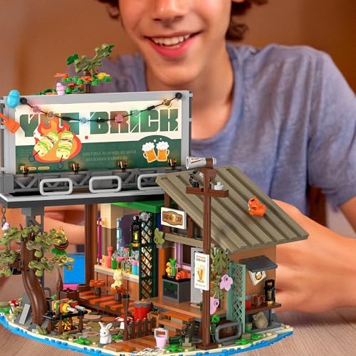Wooden Pier Bar Mini Building Blocks with LED Light - 1108PCS