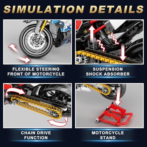 Loyratche Motorcycle Building Blocks Set 949 Pieces