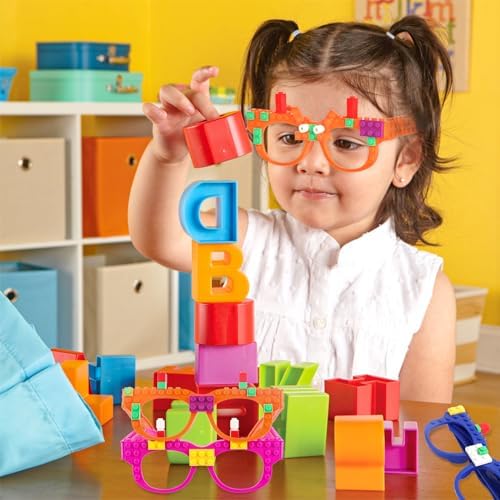 Hxezoc 12 Pcs DIY Building Blocks Glasses Set