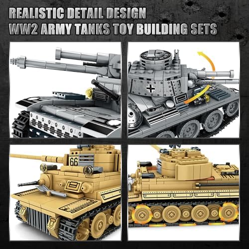WW2 Army Tanks Toy Building Set 1030 Pieces