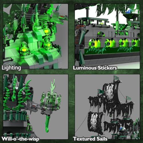 JMBricklayer Pirate Ship Building Set with Lights