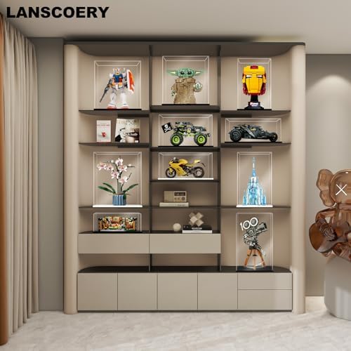 LANSCOERY Clear Acrylic Display Case with Black Base 1