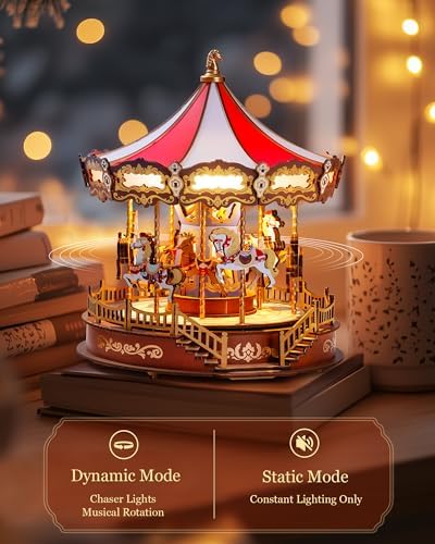 Rolife 3D Wooden Carousel Music Box Puzzle