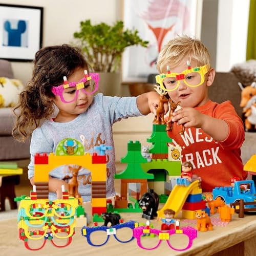 Hxezoc 12 Pcs DIY Building Blocks Glasses Set